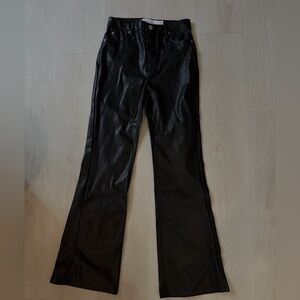 BERSHKA leather flare jeans